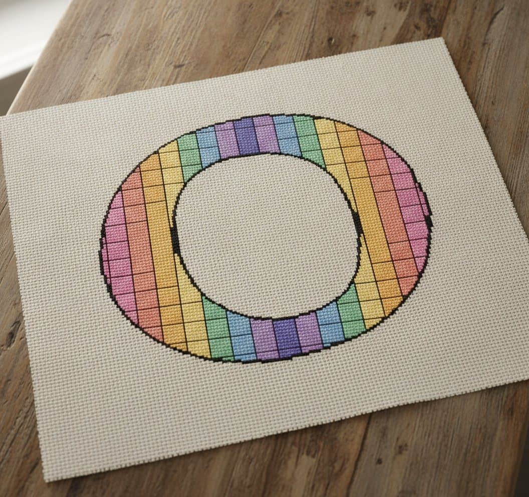 Colorful Pastel Letter O — cross-stitch pattern