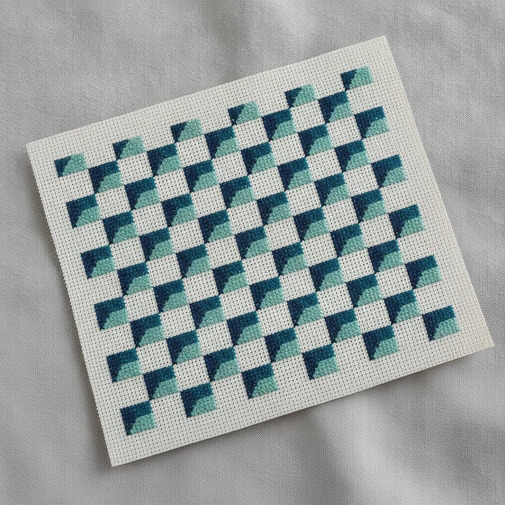 Geometric Arrows in Emerald — cross-stitch pattern