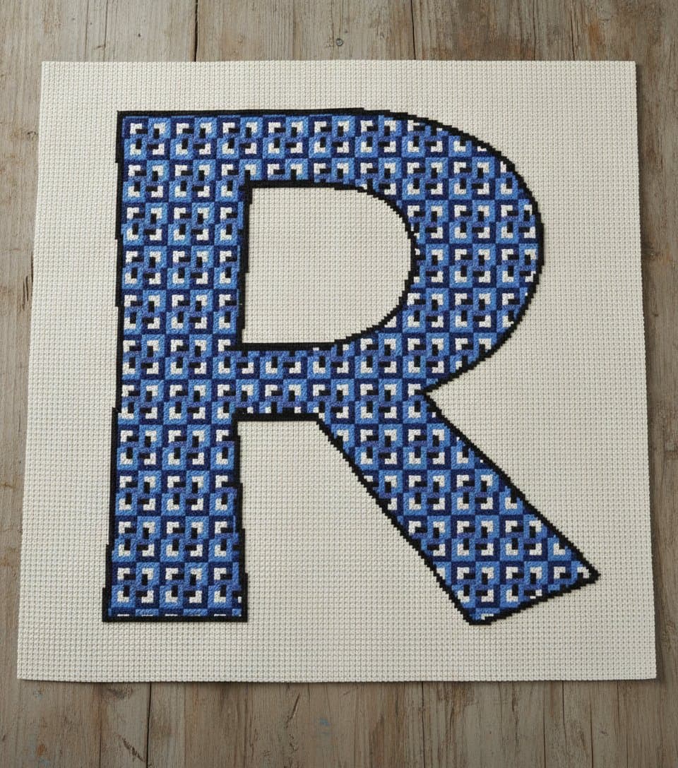 Geometric Letter R Design — cross-stitch pattern