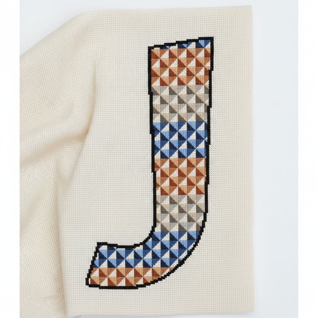 Geometric Mosaic Letter J — cross-stitch pattern