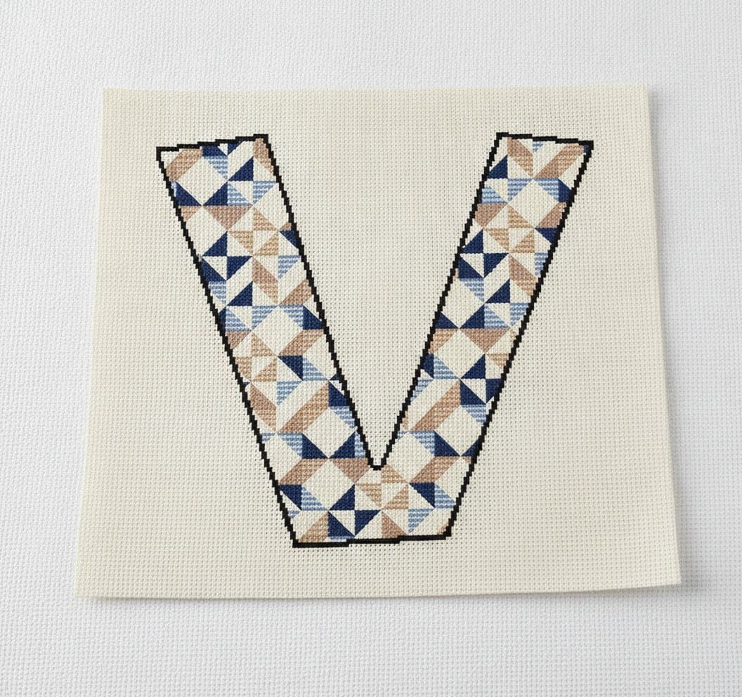 Geometric V Letter Design — cross-stitch pattern