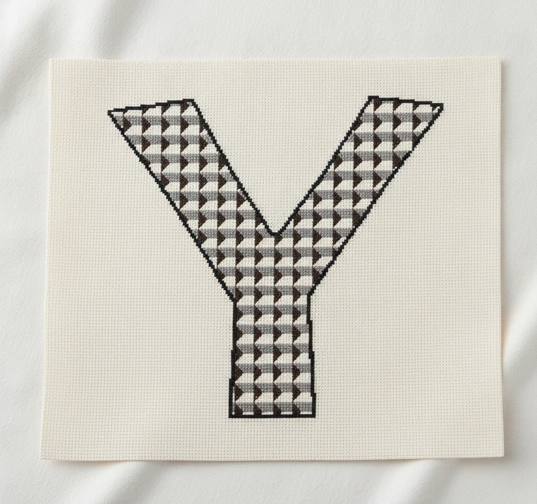 Geometric Y Letter — cross-stitch pattern