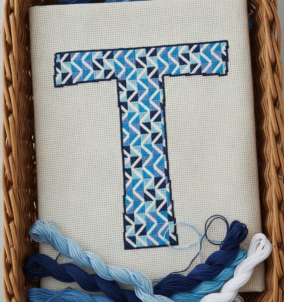 Modern Chevron Letter T — cross-stitch pattern