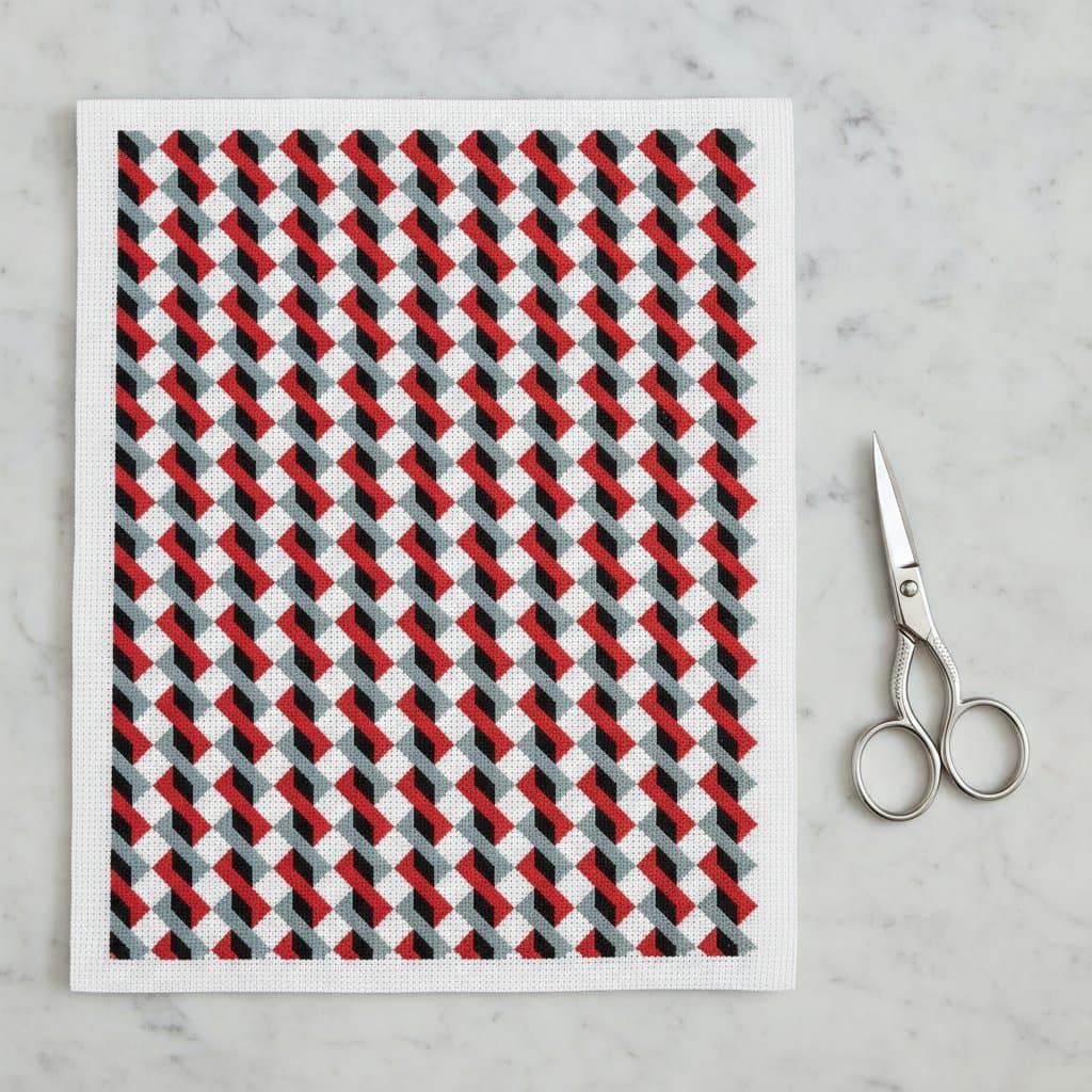 Modern Red & Grey Geometric — cross-stitch pattern