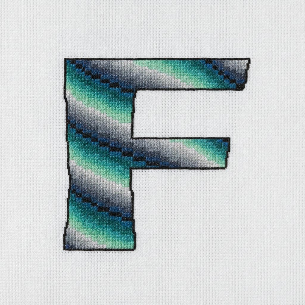 Geometric Wave Letter F — cross-stitch pattern