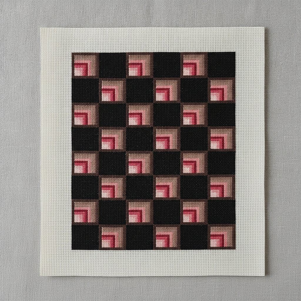 Pink Geometric Layers — cross-stitch pattern