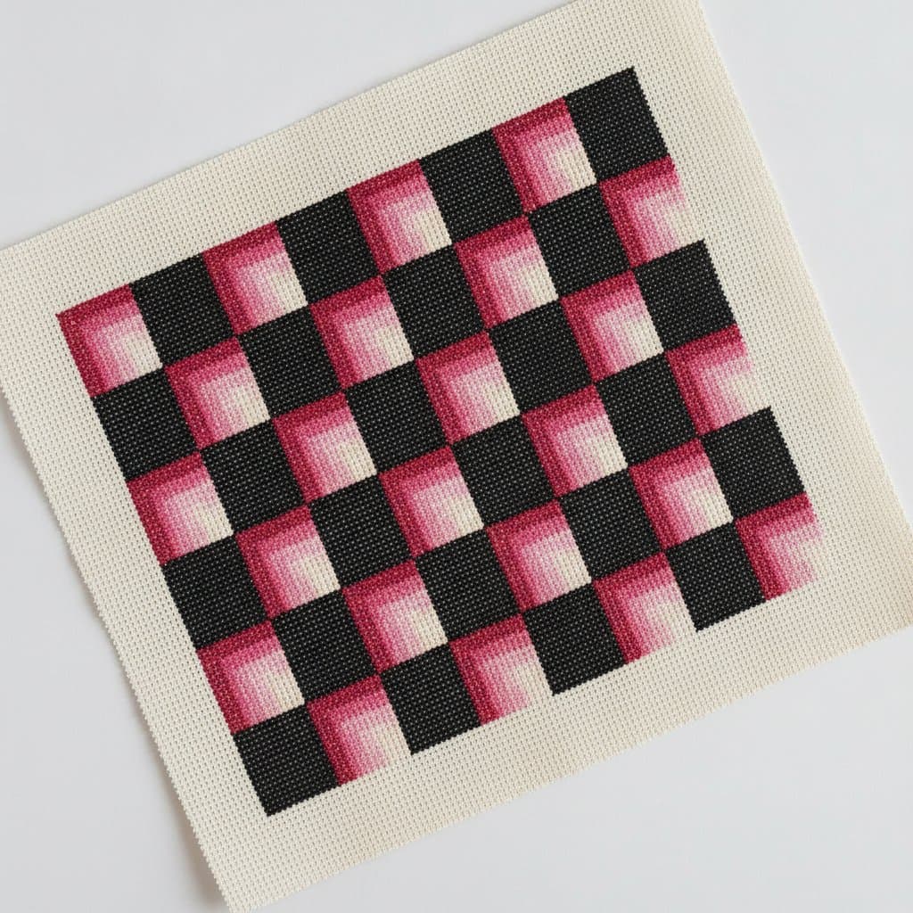 Red and Pink Gradient Checkerboard — cross-stitch pattern