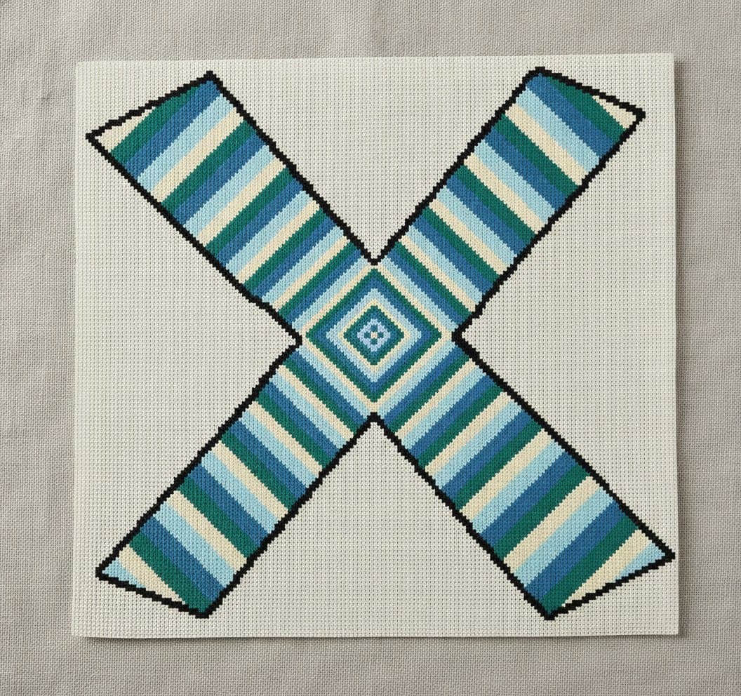 Retro Striped Letter X — cross-stitch pattern