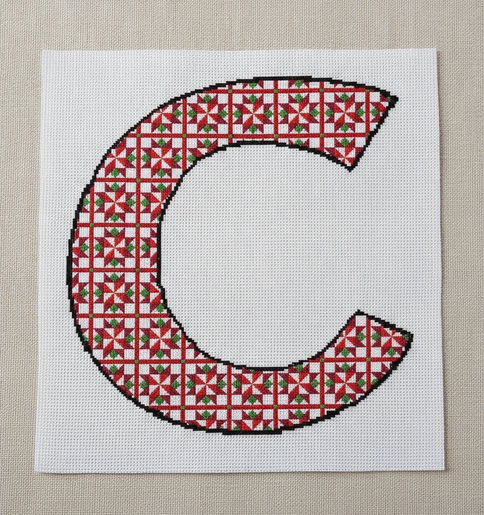 Traditional Quilt Letter C — cross-stitch pattern